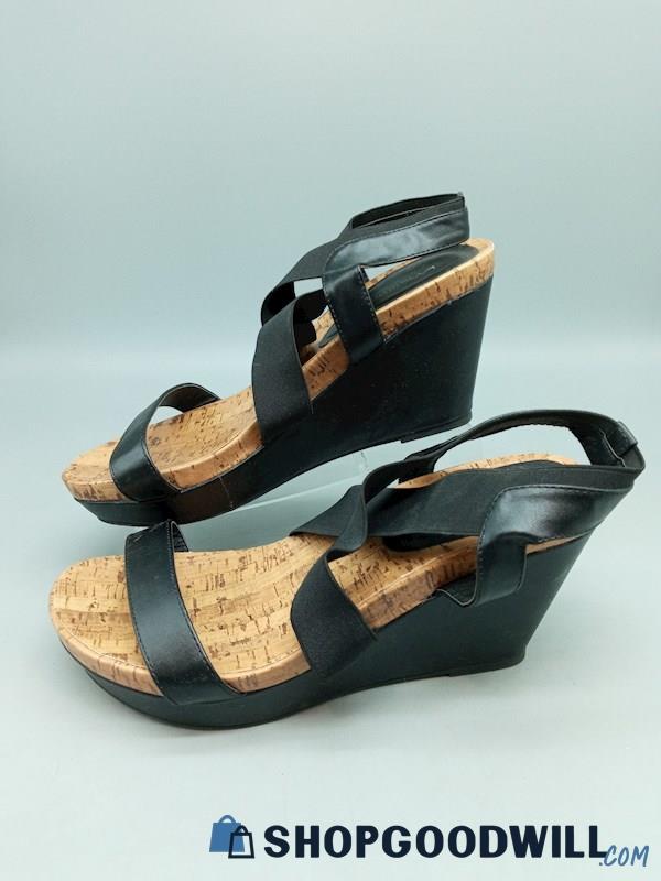 Lane Bryant Women's Black Strappy Wedge Sandals SZ 12W