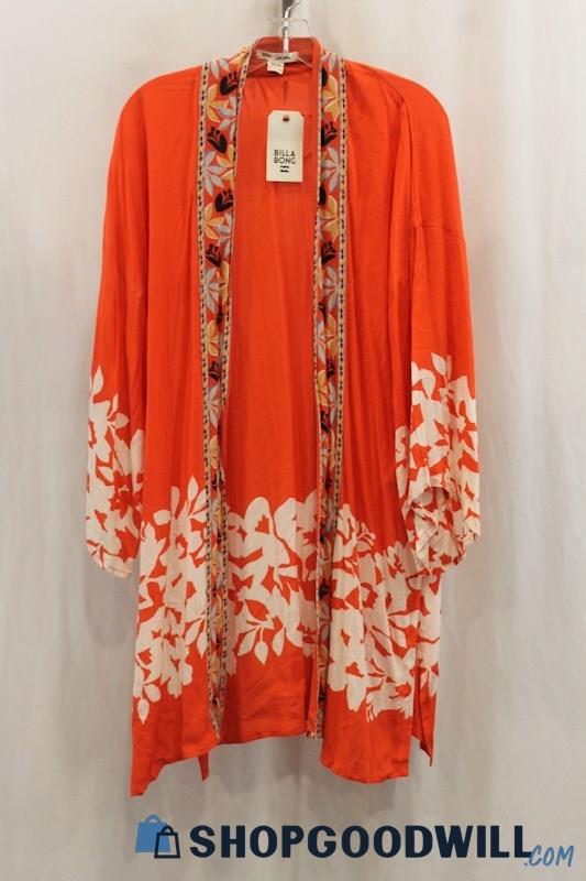 NWT Billa Bong Womens Red Orange/White Floral Cardigan Sz S