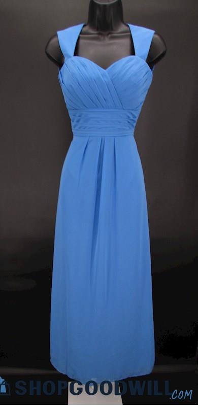 Bill Levkoff Women's Periwinkle Blue Pleated Sweetheart Formal Gown SZ 2