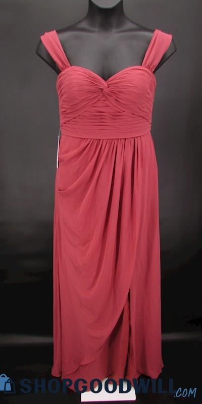 Azazie Women's Dark Mauve Pleated Sweetheart Column Formal Gown SZ 12