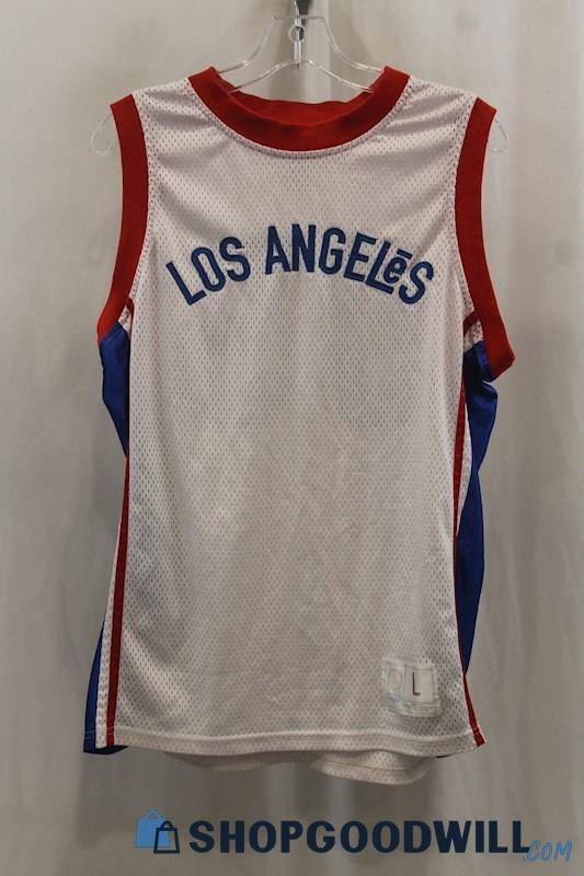 ES La Courtside Women's White/Red Los Angeles #95 Basketball Jersey SZ L