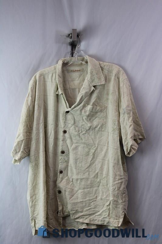 Tommy Bahama Men's Beige Short Sleeve Button Up sz XL