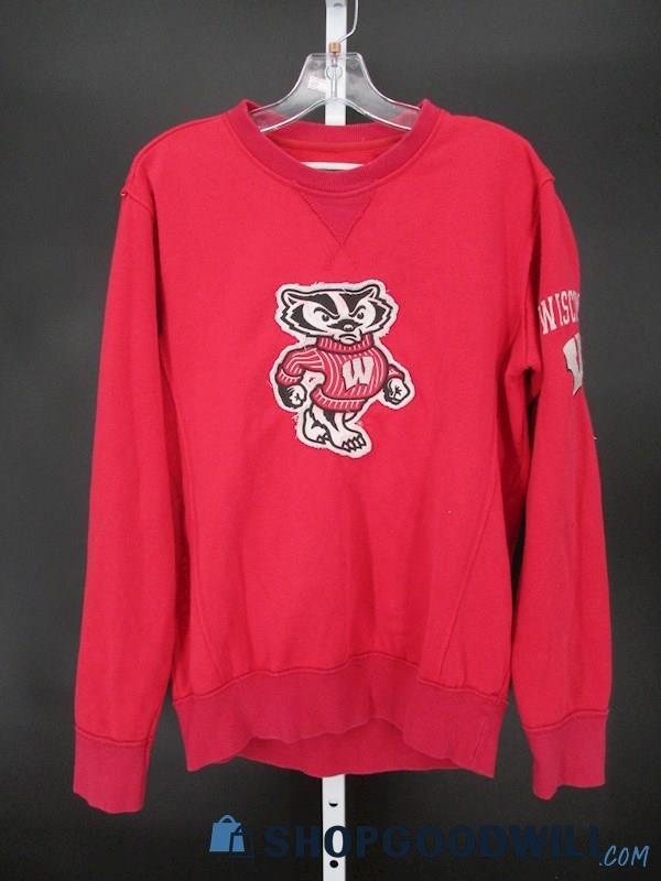 University of Wisconsin-Madison Men's Red Embroidered Crewneck Sweatshirt SZ S