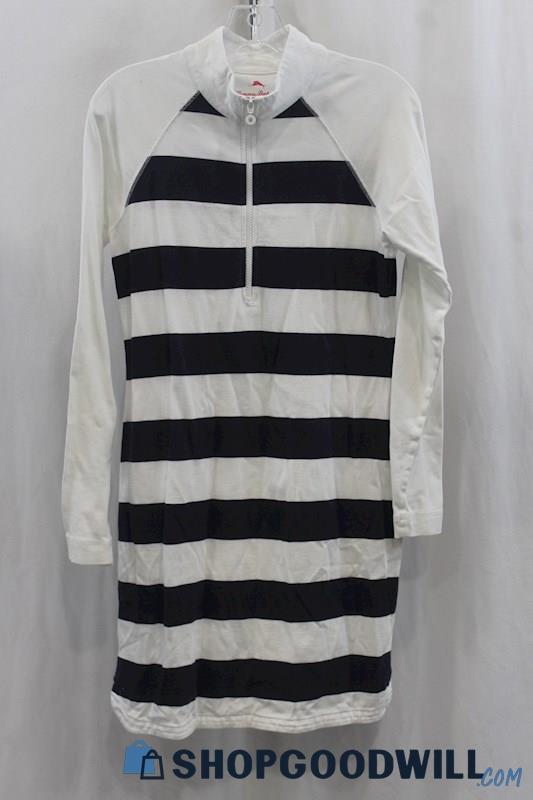 Tommy Bahama Women's White/Midnight Navy Stripes Sweater Dress SZ S