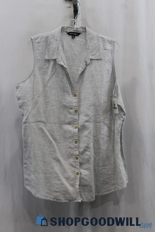 NWT Ellen Tracy Women's Blue/White Tank Button Up Shirt SZ XL