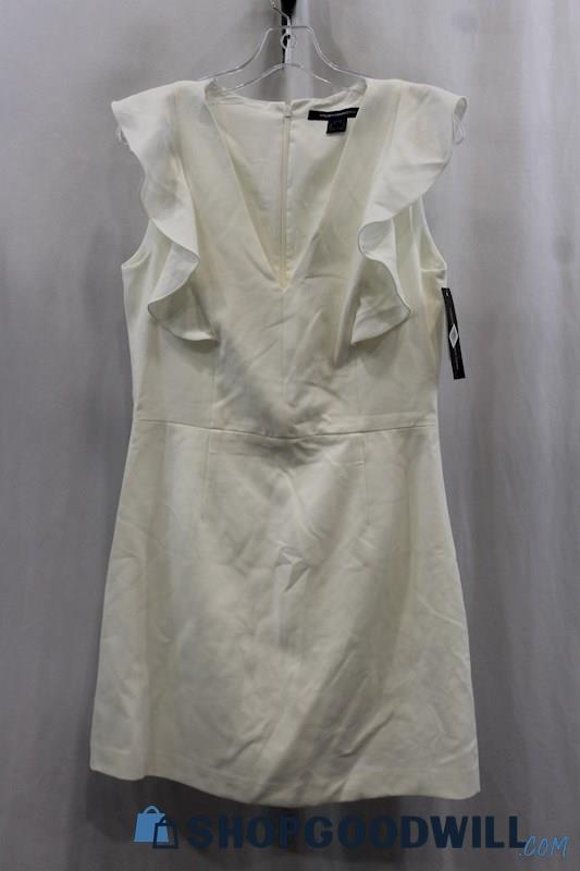 NWT French Connection Womens White Ruffle A-Line Dress Sz 10