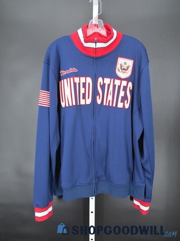 Mondetta USA Men's Vintage Blue Long Sleeve Full Zip Sweatshirt SZ XXL