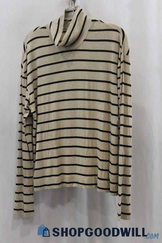 Citizens of Humanity Women's Beige/Black Stripes Turtle Neck Sweater SZ M