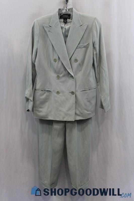 Lauren Ralph Lauren Womens Light Green Silk/Linen Blend 2 PC Pant Suit Sz 4