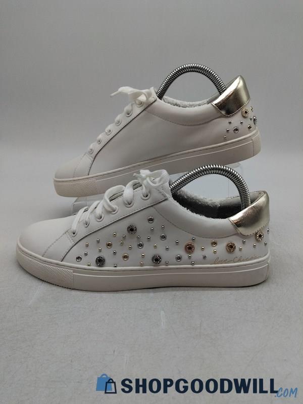 Chico’s Women's White Leather Studded Sneakers SZ 8