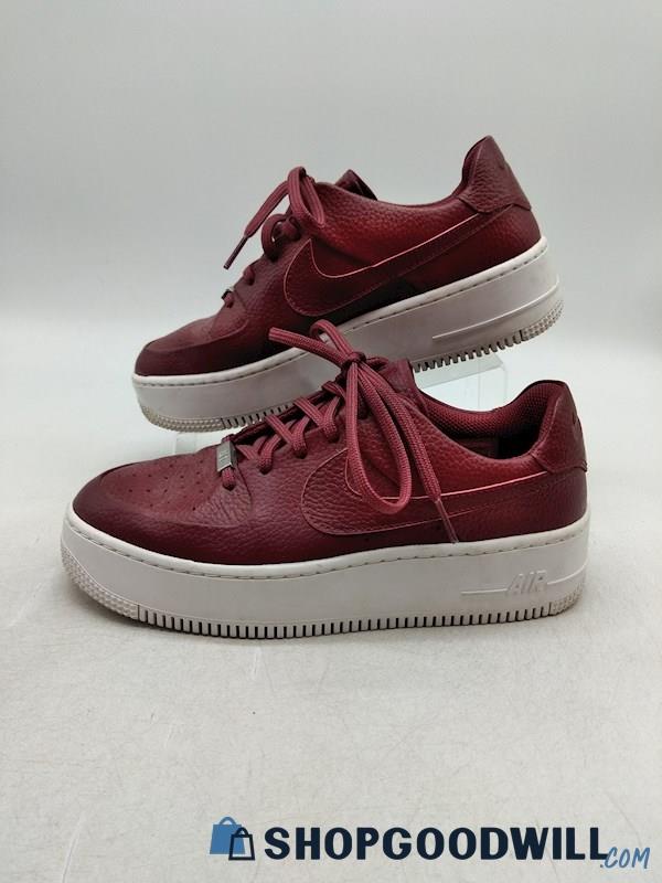 Nike Air Force 1 Women's Sage Red Maroon Platform Shoes SZ 8.5