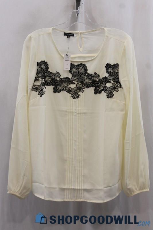 NWT Talbots Women's Cream/Black Sheer Blouse SZ M