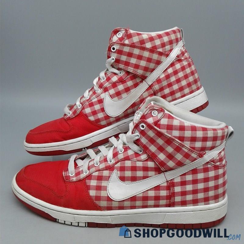 Nike Women's Dunk High Skinny 'Red Plaid' Athletic Sneakers SZ 10