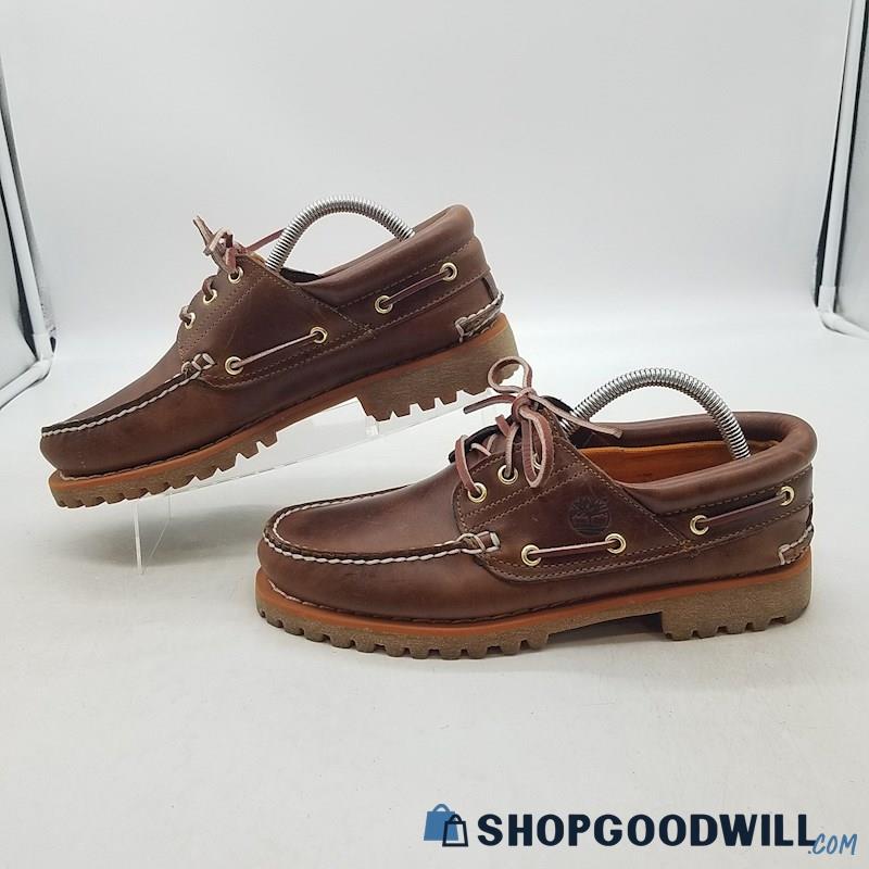 Timberland Men's Heritage 3-Eye Classic Lug Brown Leather Boat Shoes Sz 8.5