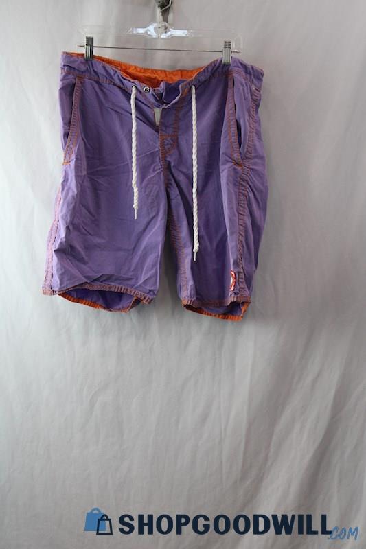 True Religion Men's Purple/Orange Board Shorts SZ 34