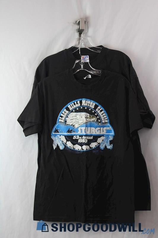 Hanes Beefy- T Mens Black Hills Motor Classic Sturgis 1993/1995 LOT of 2 SZ M/XL