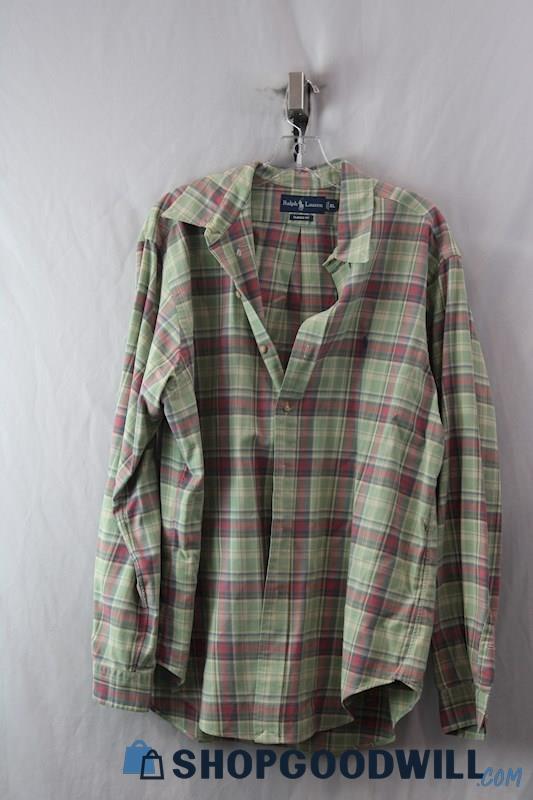 Ralph Lauren Men's Green/Red Plaid Button Up Flannel Shirt SZ XL