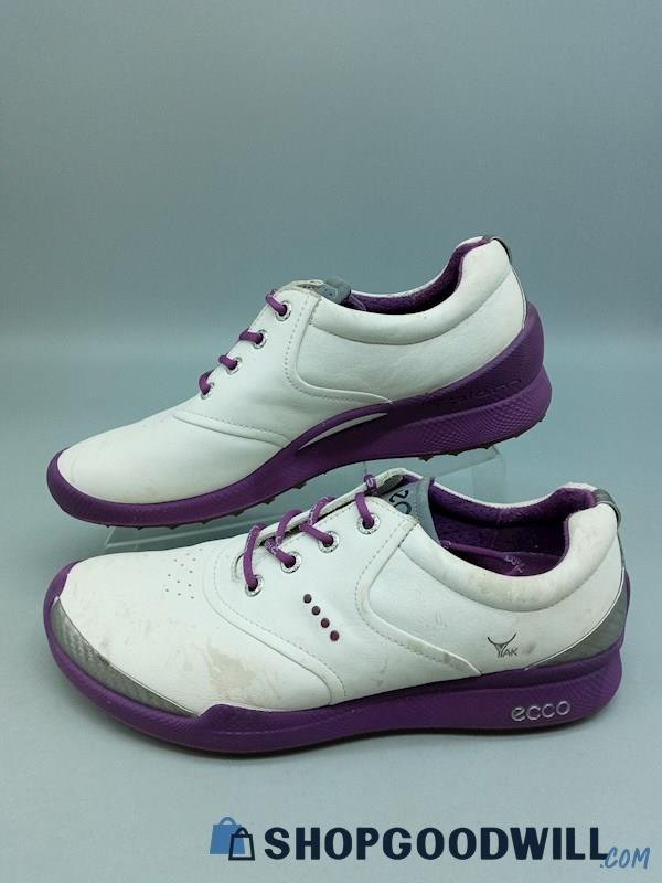 Ecco Women's White & Purple Leather Athletic Sneakers SZ 8