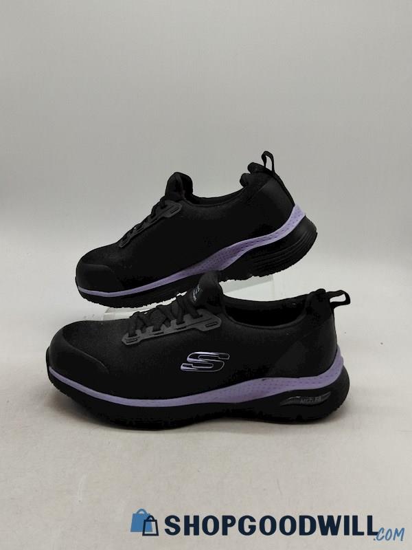 Skechers Women's Black/Purple Arch Fit Sr Evzan Alloy Toe Work Shoe SZ 10