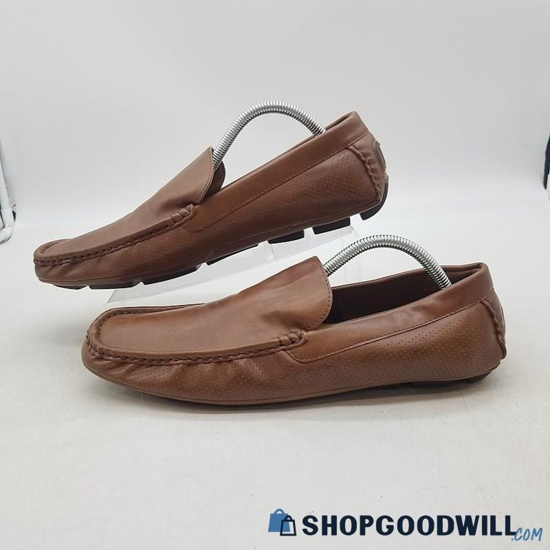 Aldo Men's Brown Leather Moc Toe Driving Loafers Sz 10