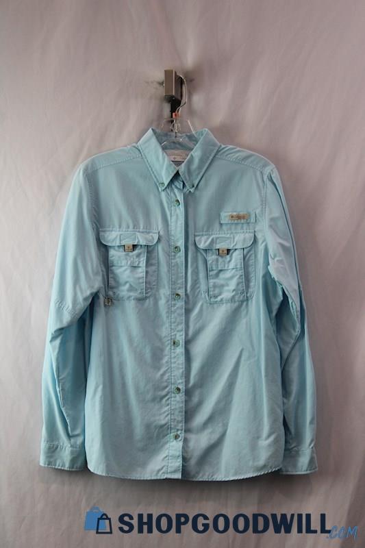 Columbia Women's Baby Blue Utility Pocket Outdoor Tech Button Up sz S