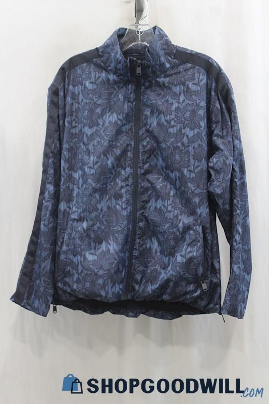 Athleta Womens Navy Floral Windbreaker Jacket Sz L