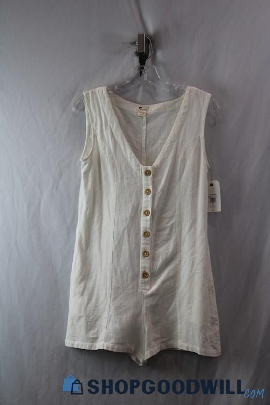 NWT Billa Bong Women's White Textured Button-up Romper SZ S