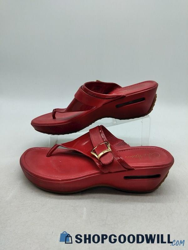 Cole Haan Women's Red Patent Leather Thong Sandals SZ 9