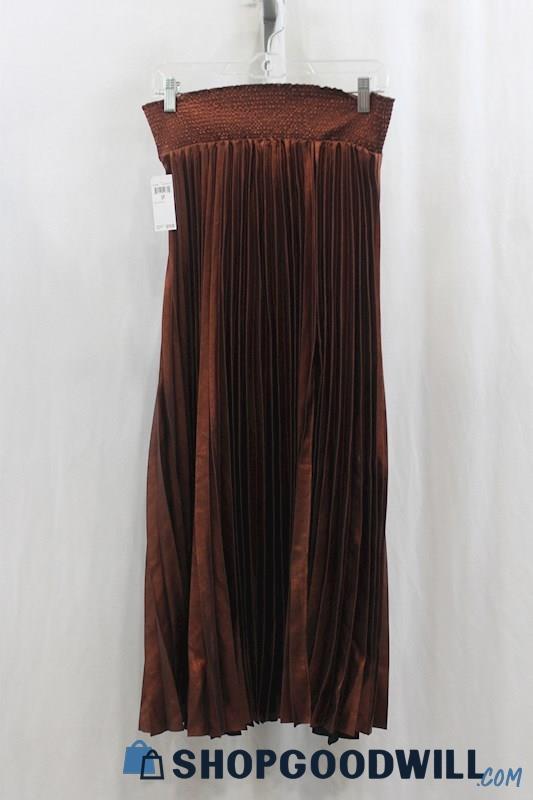 NWT House of Harlow Women's Bronze Metallic Pleated Skirt SZ S