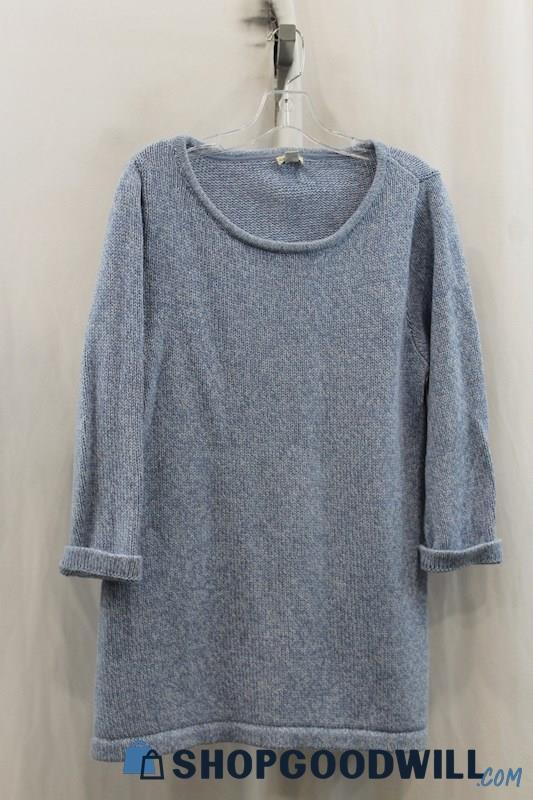 L.L. Bean Womens Heather Blue Scoop Neck Knit Sweater Sz XL