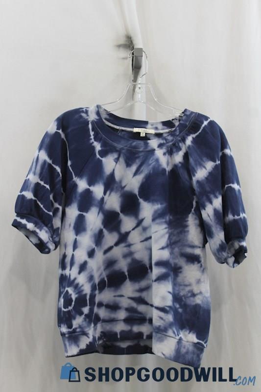 Z Supply Womens Blue Tie Dye Balloon Sleeve Shirt Sz M