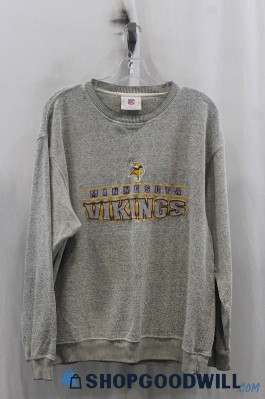 NFL MN Viking Mens Heather Gray Crewneck Sweater Sz L