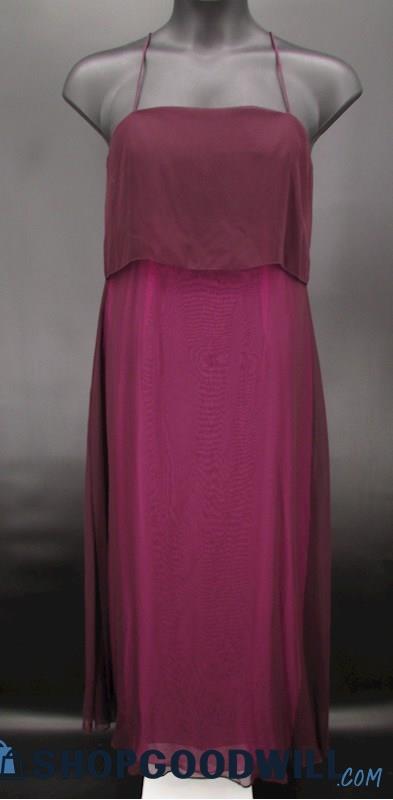 Jim Hjelm Women's Purple Overlay Spaghetti Strap Column Formal Gown SZ 14