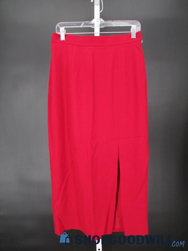 JH Collections Women's Red Wool Straight Slit Skirt SZ 12