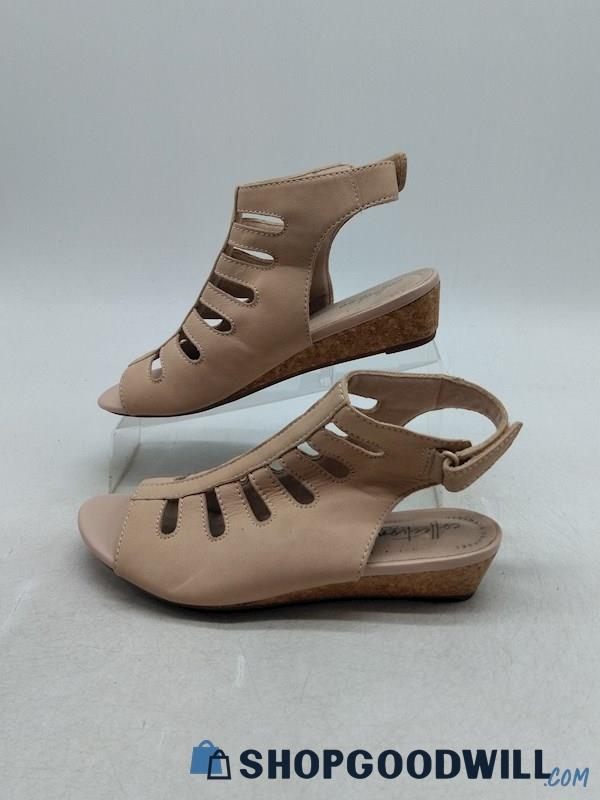 Clarks Women's Beige Gladiator Ankle Strap Sandals SZ 5.5