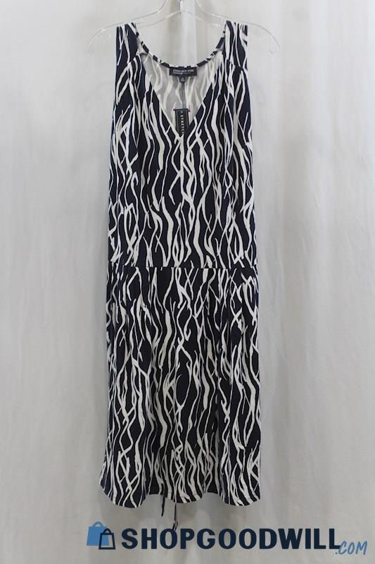 NWT Jones New York Women's White/Black Design Pattern Tank Dress SZ 2X