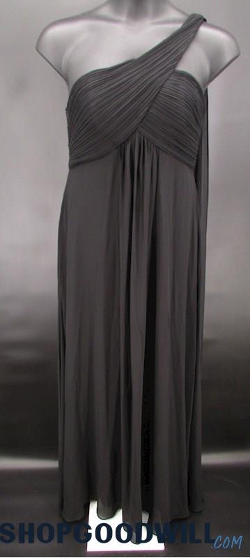 Ever Pretty Women's Black Pleated Empire Waist One Shoulder Formal Gown SZ 12