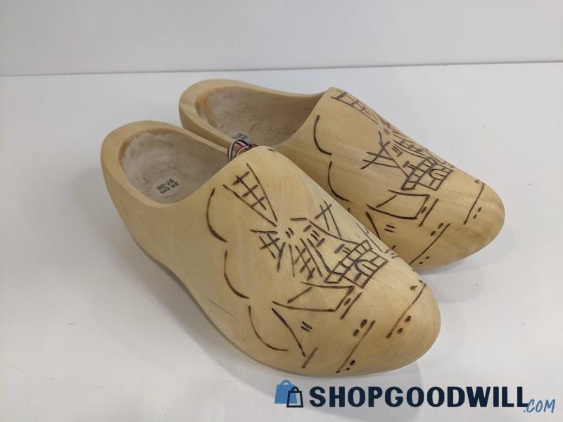 Pair Of Vintage Authentic Hand Carved Holland Wooden Clogs Size 37/38