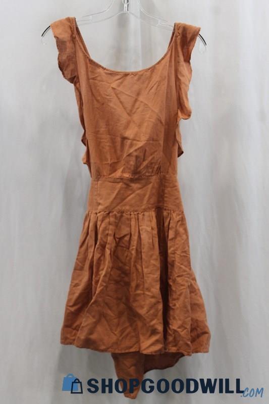 Free People Women's Orange Tied Back Dress SZ S