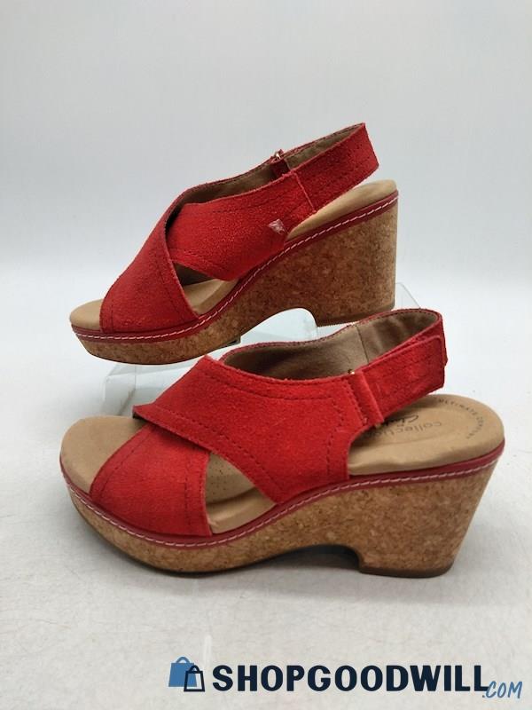 Clarks Women's Red Giselle Cove Wedge Sandal SZ 5.5