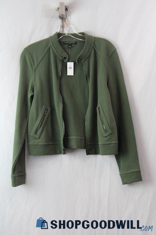 NWT Banana Republic Women's Green Cropped Zip Sweater Sz S