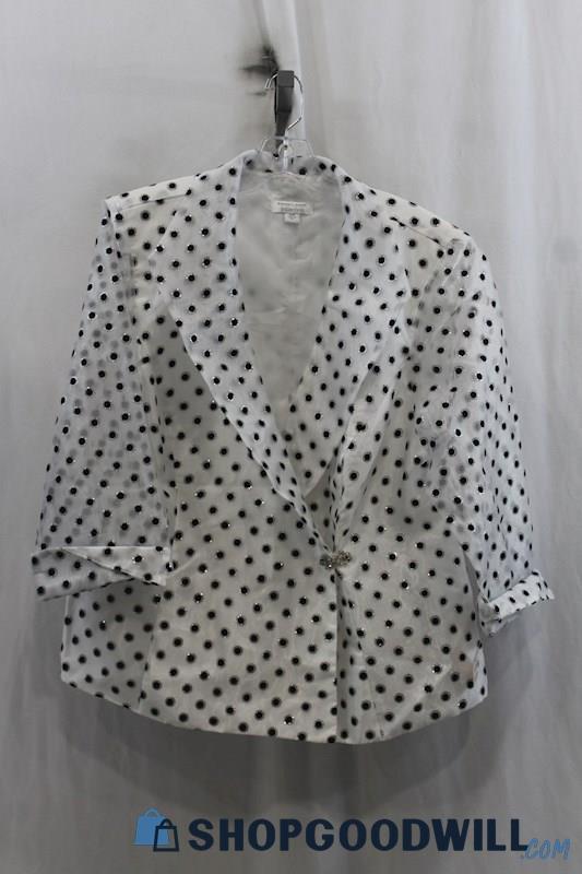 NWT Dressbarn Women's White/Black Dot Print Blazer SZ 16W