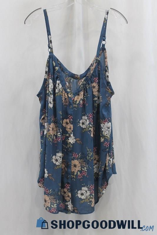 Torrid Women's Teal/Brown Floral Print Tank Shirt SZ 2X