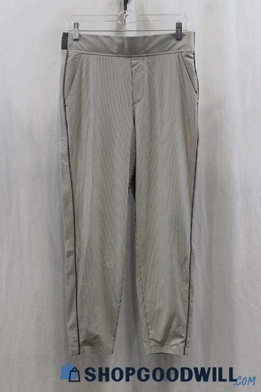 Athleta Women's White/Black Pinstripes Pull On Pant SZ 8