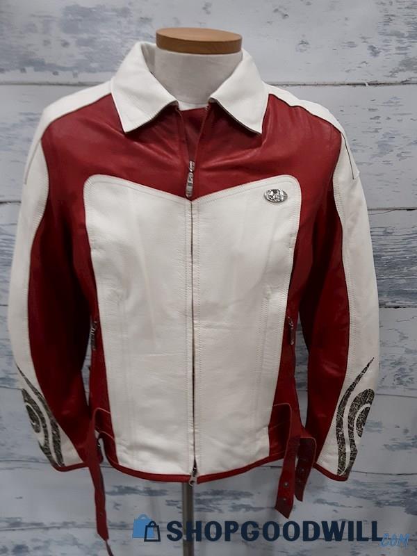 Hein Gericke Woman's RED & WHITE Motorcycle Jacket - Size 12 