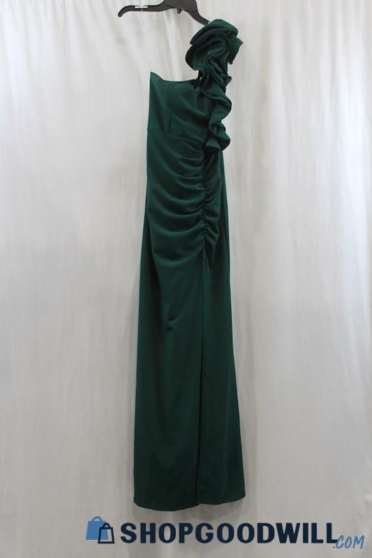 Emerald Sundae Women's Green One Shoulder Sheath Dress SZ M