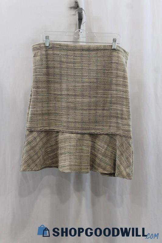 Max Addition Women's Beige/Gray Plaid Pleated Skirt SZ XL