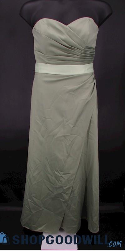 B2 Women's Green Pleated Sweetheart Strapless Full Length Formal Gown SZ 12