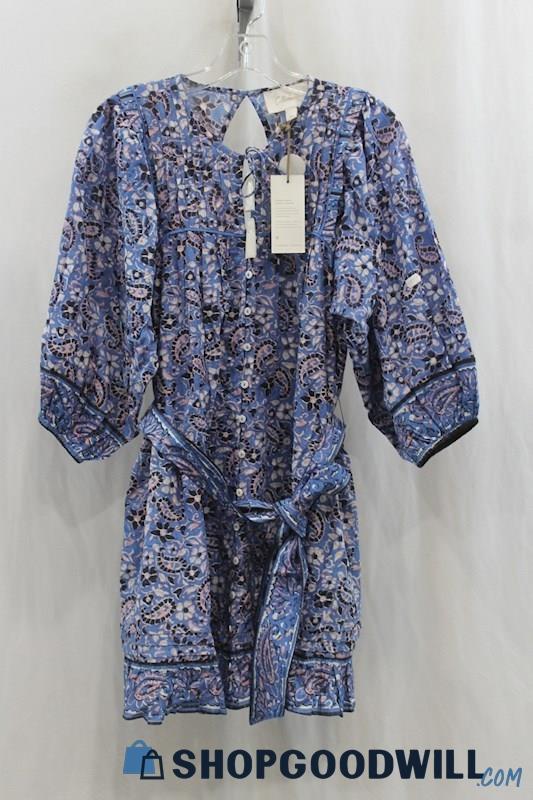 NWT Cleo Bella Women's Blue Floral Print Shift Dress SZ XS