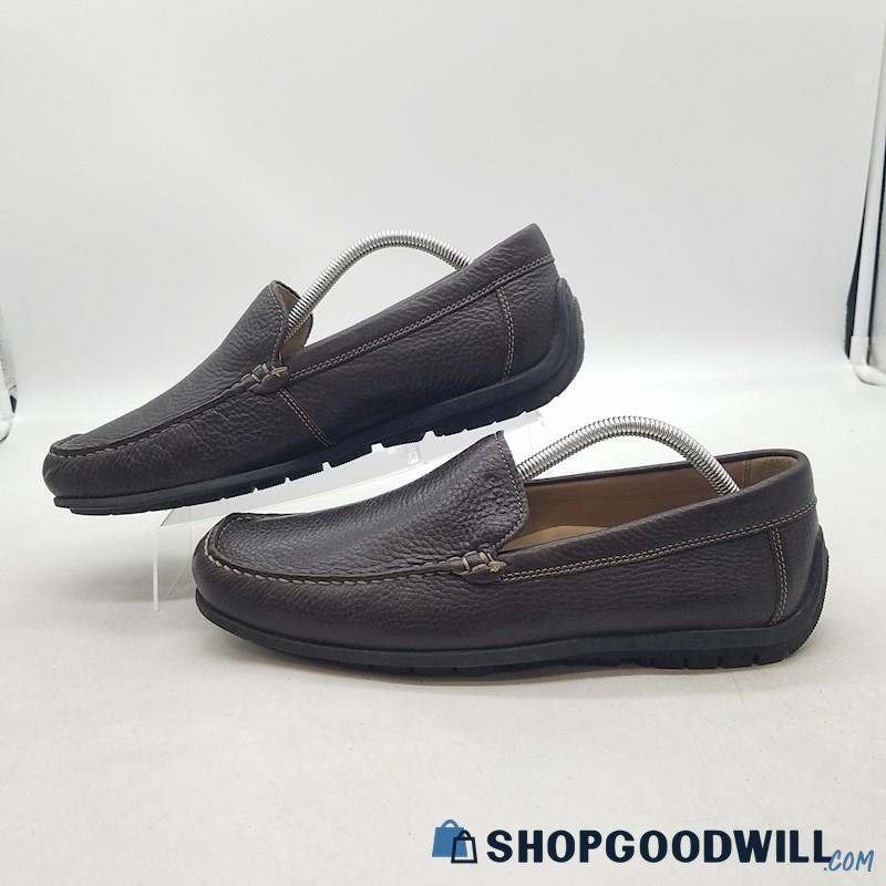 Ecco Men's Dark Brown Leather Moc Toe Driving Loafers Sz 8-8.5